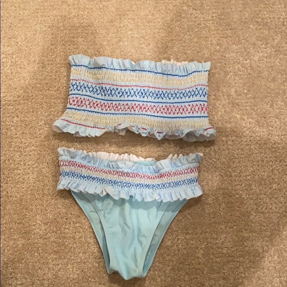 blue crochet bikini